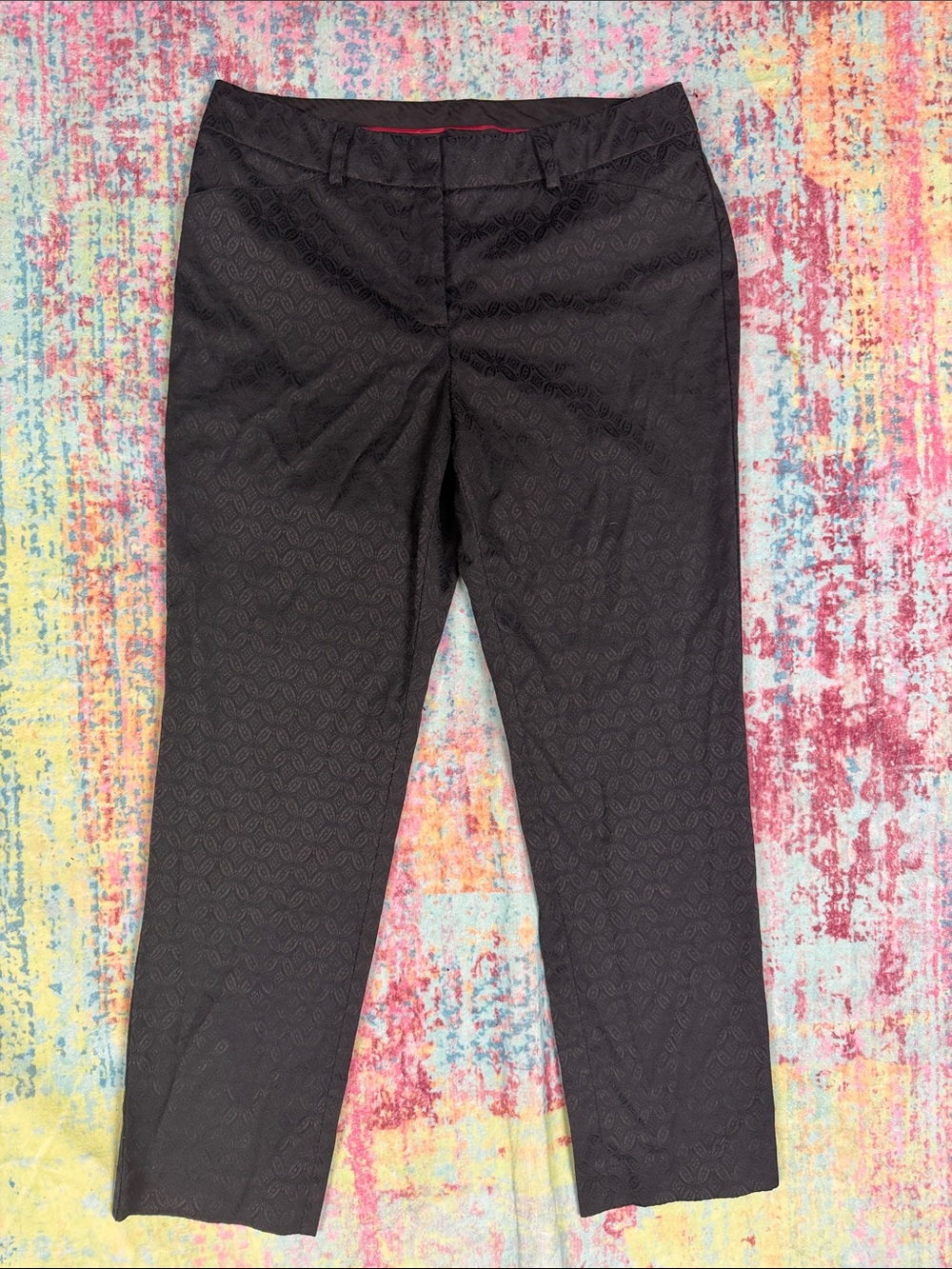 Zac & Rachel Black Subtle Geometric Dress Pants